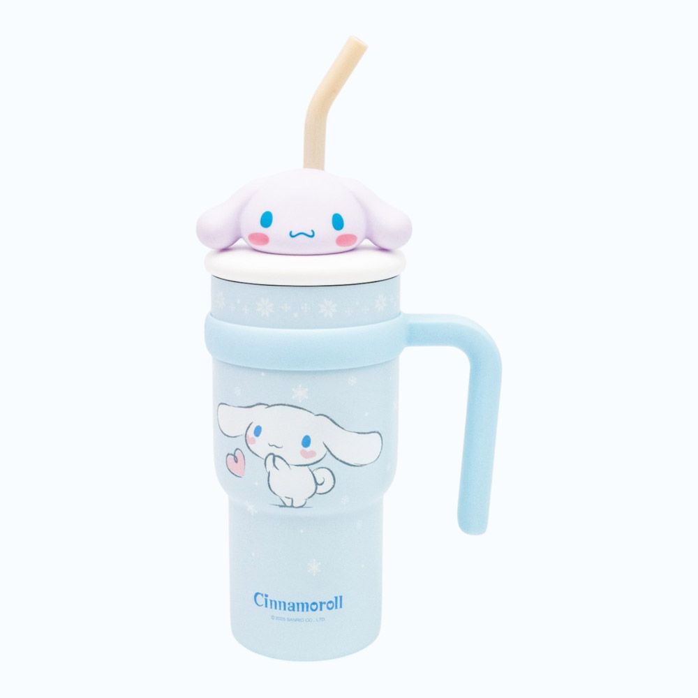 スケーター ハンドル付き ストロー タンブラー 700ml 保冷 専用 マスコット付き skater STSTBM7 シナモロール シナモン サンリオ 女の子 女子【子供 キッズ 大人 真空二重構造 持ち手付き】