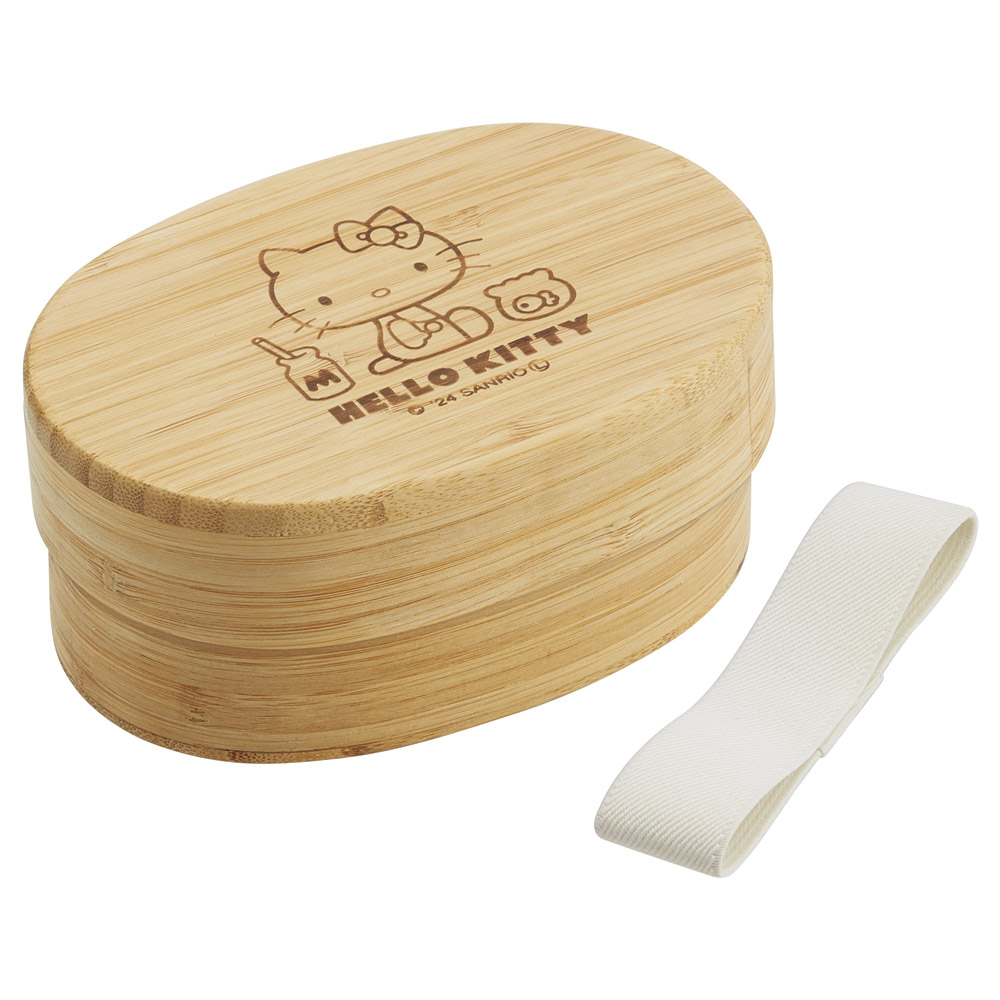 竹製 ランチ ボックス 400ml 弁当箱 1段 一段 和風 シンプル 小判型 仕切り付 スケーター skater BWLB4 キティ ハローキティ キティちゃん 女の子