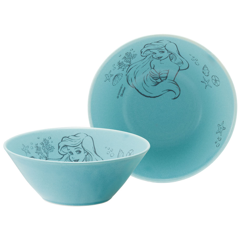 陶器製 ボウル 小 13cm 食器 美濃焼き 陶器 キャラクター 大人 子供 CHBW13 スケーター skater アリエル リトルマーメイド Disney 女の子 レディース【陶器製 陶製 陶磁器 ターコイズブルー】
