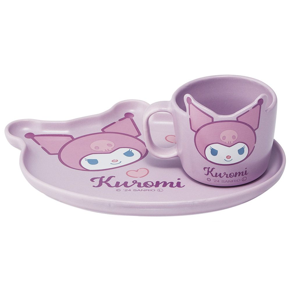 スケーター 陶器製 モーニングセット カップ プレート セット 食器 皿 キャラクター かわいい skater CHMS1 クロミ クロミちゃん サンリオ 女の子 女子【マグカップ コップ お皿 レンジ 食洗機 対応 プレゼント】