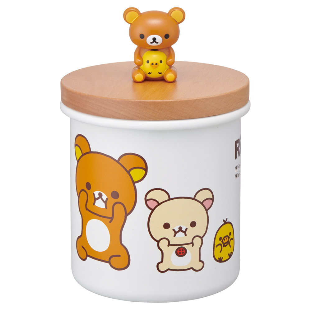 マスコット付き キャニスター ホーロー 琺瑯 木 蓋 750ml 保存容器 キャラクター skater スケーター ENC8D リラックマ Rilakkuma 女の子 女性 レディース