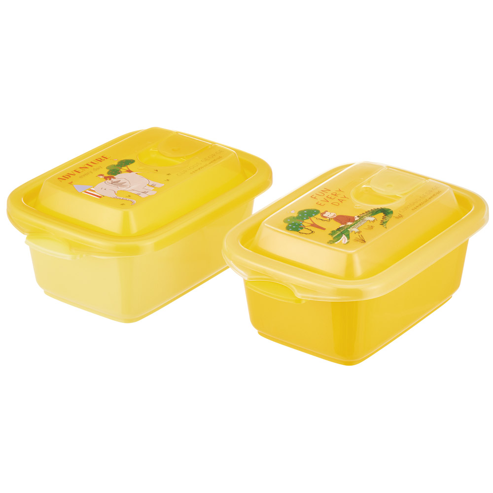 エアー弁 ふわっと 保存容器 セット 2個入り 300ml プラスチック 食品 おしゃれ skater スケーター FCNF1W おさるのジョージ ZOO ひとまねこざる 男の子 女の子
