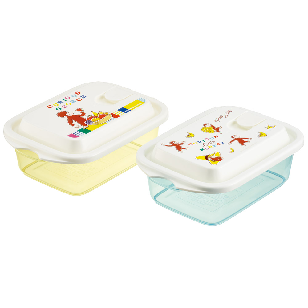 保存容器 500ml 2個セット プラスチック 蓋付き 日本製 電子レンジ キャラクター skater スケーター FCNF2W おさるのジョージ アルファベット ひとまねこざる