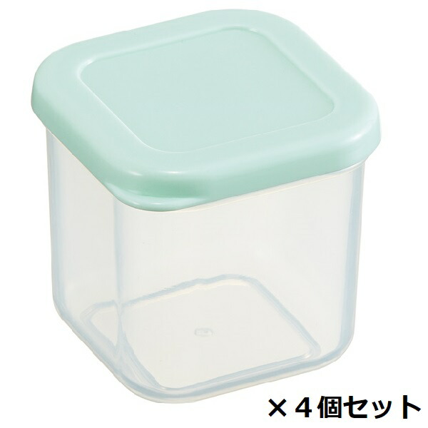 スケーター 作り置き小分け容器セット(角小４個入)[容量100ml]●パウダーパステル グリーン●//小分け つくりおき おかず お弁当 離乳食 保存 冷凍 冷蔵 電子レンジ 食洗機 対応 日本製 便利//
