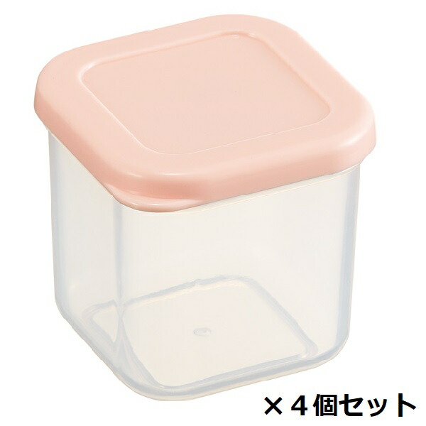 スケーター 作り置き小分け容器セット(角小４個入)[容量100ml]●パウダーパステル ピンク●//小分け つくりおき おかず お弁当 離乳食 保存 冷凍 冷蔵 電子レンジ 食洗機 対応 日本製 便利//