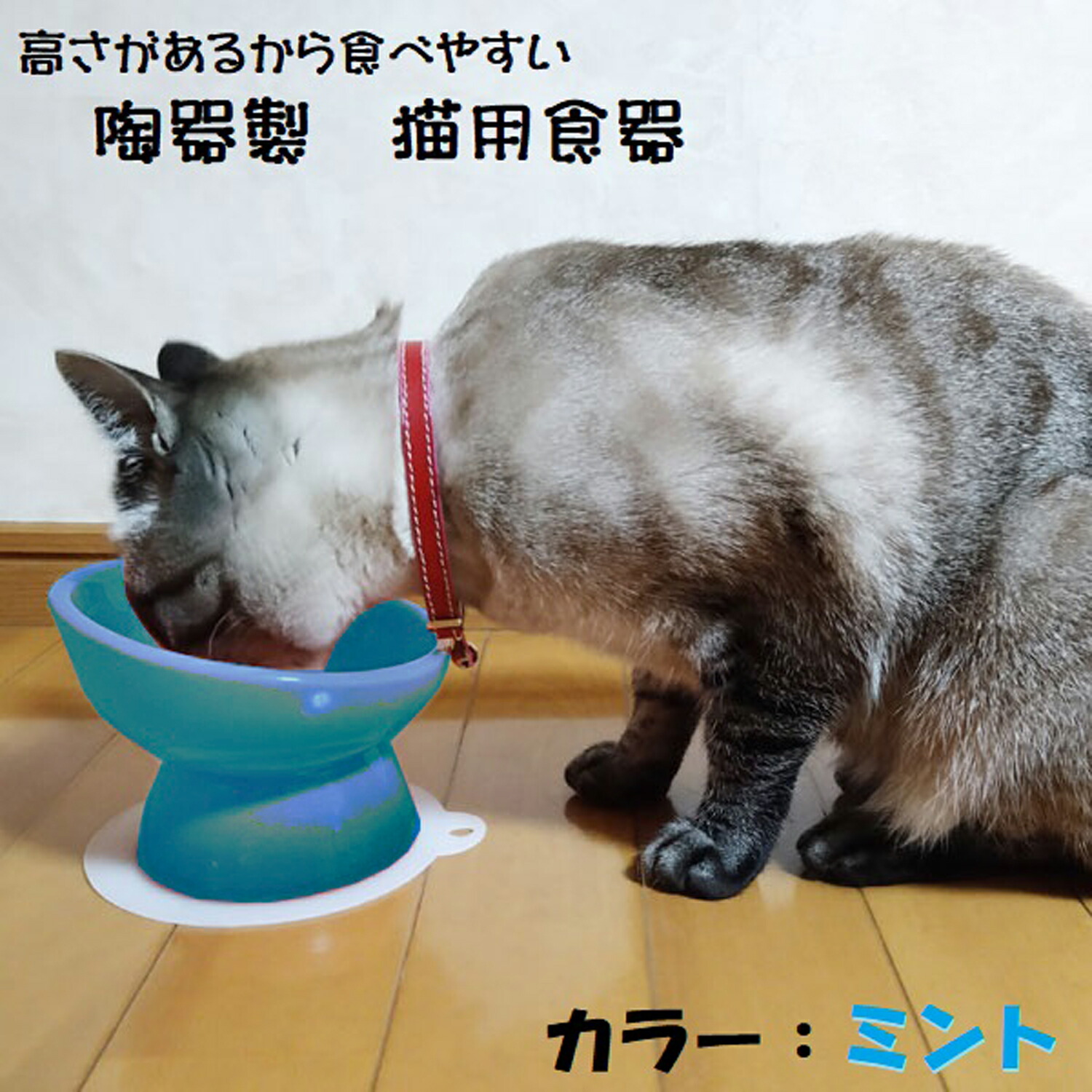 【送料無料】陶器製 猫用食器ミント（ブルー）陶器 陶製 ねこ ネコ ペット用食器  大阪公立大学との共同開発 スケーター