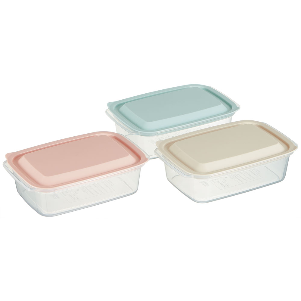 保存容器[700ml]3個セット●アソート●//キッチン 保存 食材保存 お弁当箱 ランチボックス 容器 フードコンテナ 電子レンジ対応 保存容器 シンプル かわいい 3色// スケーター