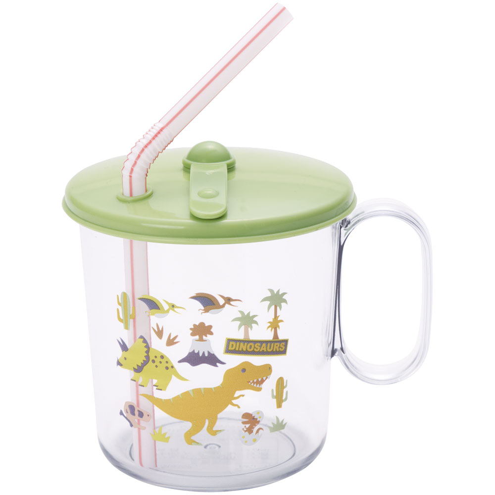 スケーター 【ベビー用品】抗菌ストローコップ●ディノサウルス●//銀イオン Ag+ ベビー キッズ 幼児 子供 ふた付き 取っ手付き かわいい 恐竜 ダイナソー ティラノサウルス//