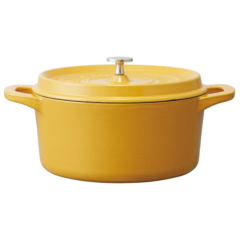【送料無料】IH対応 ココット鍋 24cm 鍋 なべ 鋳鉄 両手鍋 調理 料理 調理器具 スケーター skater INCT24 パンプキンイエロー 黄色 イエロー