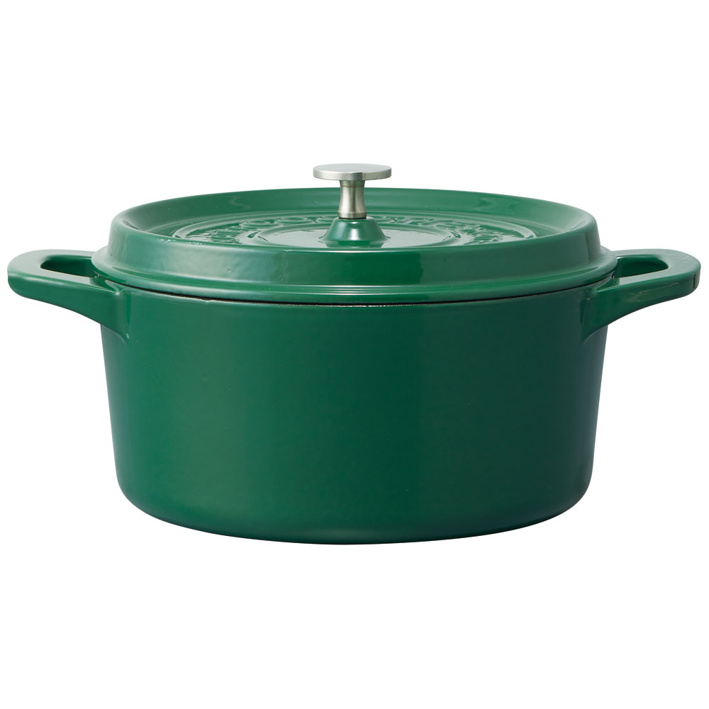 【送料無料】IH対応 ココット鍋 24cm 鍋 なべ 鋳鉄 両手鍋 調理 料理 調理器具 スケーター skater INCT24 リーフグリーン 緑 みどり グリーン