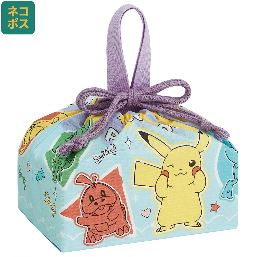 【メール便対象品】 お弁当袋 幼稚園 キャラクター ランチ巾着 子供 巾着袋 小学生 小 きんちゃく袋 skater スケーター KB7 ポケットモンスター ポケモン ピカチュウ ポッピング