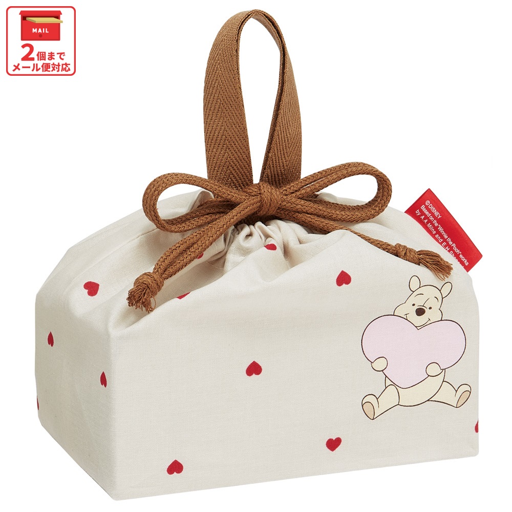【メール便対象品】 スケーター お弁当袋 幼稚園 キャラクター ランチ巾着 子供 巾着袋 小学生 きんちゃく袋 skater KB7 くまのプーさん HUG&HEART POOH【お弁当バッグ お弁当入れ お弁当箱入れ 中 お弁当巾着袋 マチ付き】