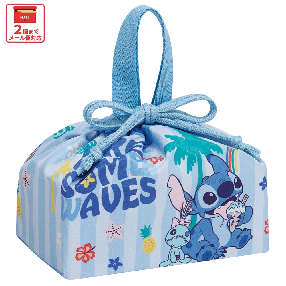 【メール便対象品】 スケーター お弁当袋 幼稚園 キャラクター ランチ巾着 巾着袋 日本製 小学生 きんちゃく袋 skater KB7SN リロ＆スティッチ 26年 スティッチ ディズニー【子供 お弁当入れ お弁当箱入れ お弁当巾着袋 マチ付き】