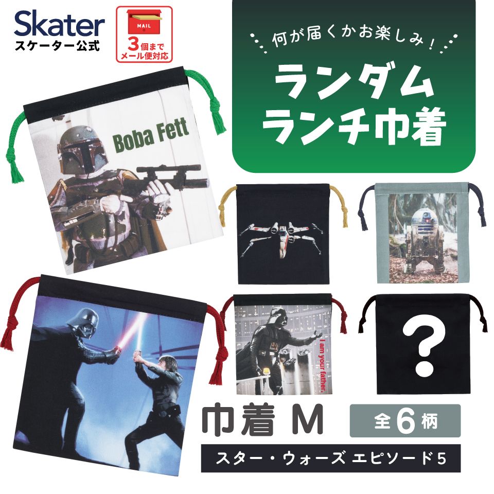 スケーター キャラクター ミステリーボックス巾着 単品 Mサイズ KBB21 skater スターウォーズ エピソード5 STAR WARS SW 男性 男子【ブラインド ランチ巾着 ランダム お楽しみ サプライズ】