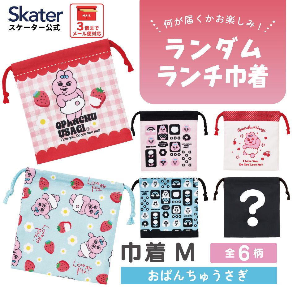 スケーター キャラクター ミステリーボックス巾着 単品 Mサイズ KBB21 skater おぱんちゅうさぎ おパンチュウサギ 女子 女の子【ブラインド ランチ巾着 ランダム お楽しみ サプライズ】