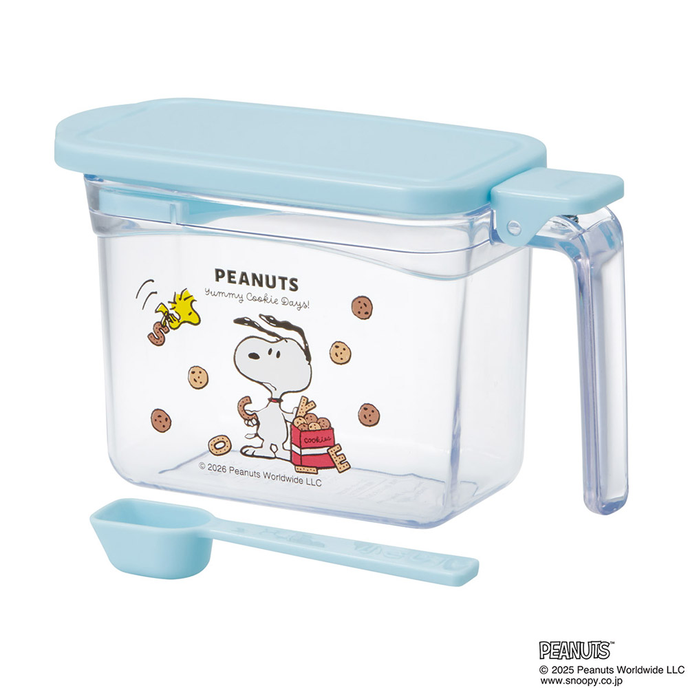 スケーター ワンプッシュ 調味料ポット 380ml 調味料入れ 砂糖入れ 塩入れ 調味料ケース 容器 skater KHP1 スヌーピー クッキー SNOOPY ピーナッツ 女性【調味料 かわいい 使いやすい 小さじ スプーン付き】