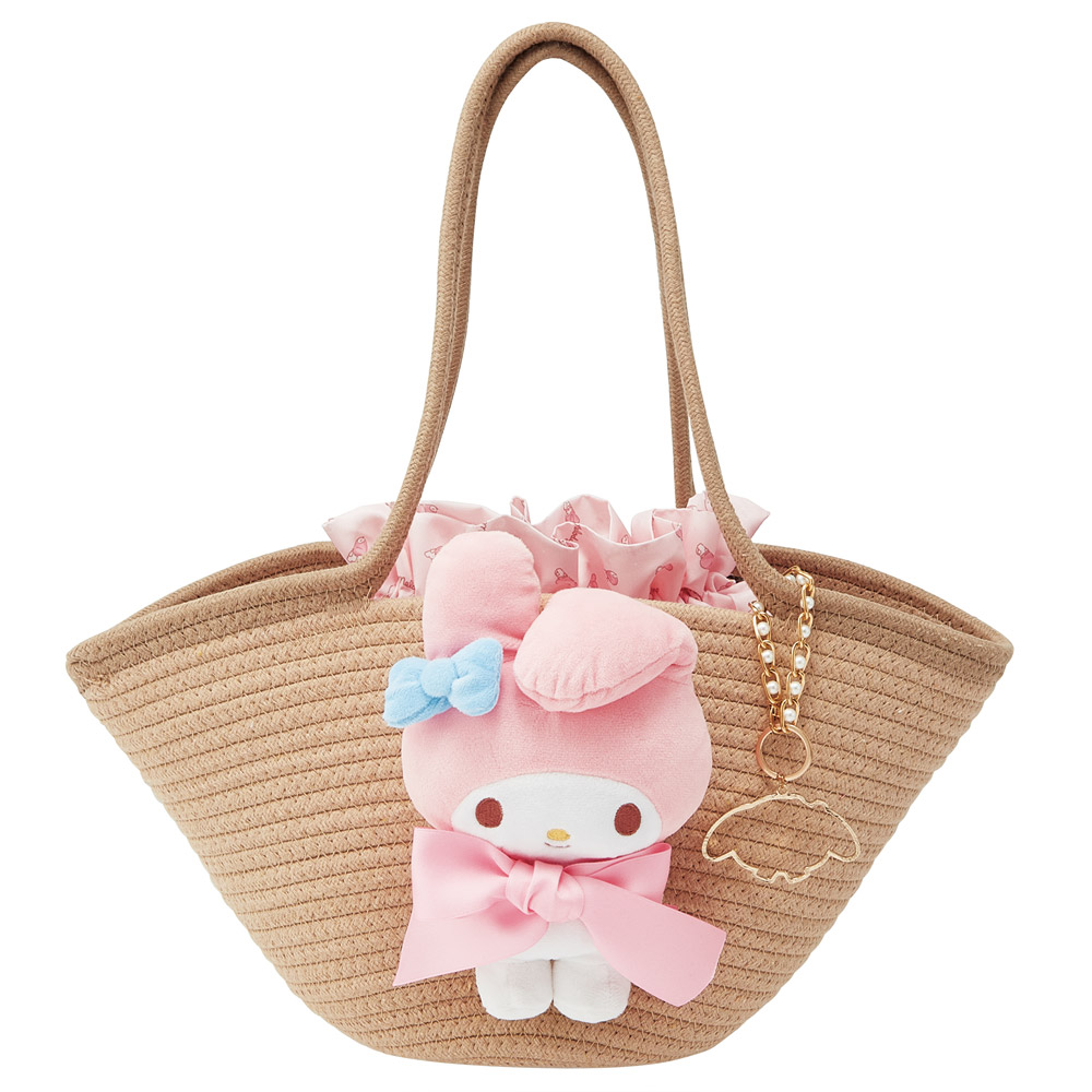 ぬいぐるみ付き かご風バッグ かご バッグ かばん かわいい キャラクター スケーター skater KNBB1 マイメロディ マイメロ サンリオ 女の子 女子【インナーバッグ付き チャーム付き 可愛い】