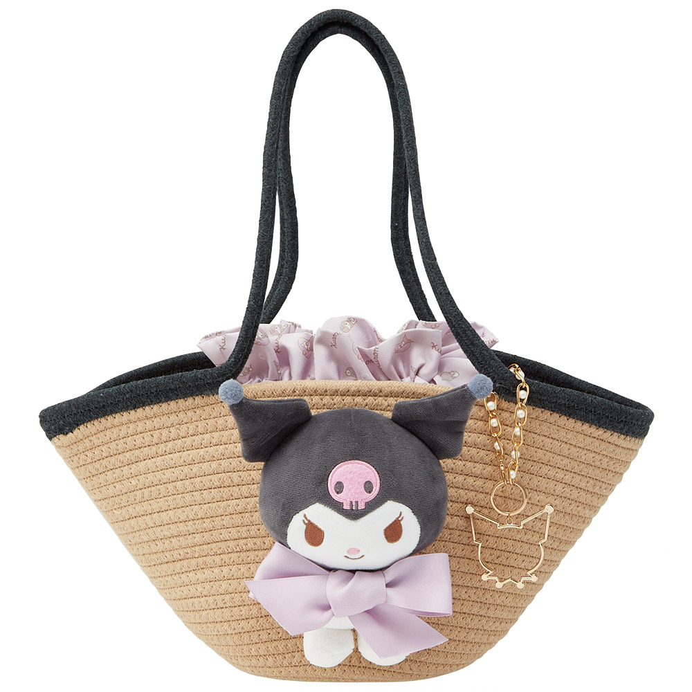 ぬいぐるみ付き かご風バッグ かご バッグ かばん かわいい キャラクター スケーター skater KNBB1 クロミ クロミちゃん サンリオ 女の子 女子【インナーバッグ付き チャーム付き 可愛い】