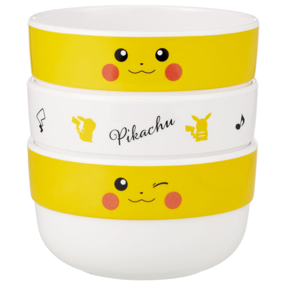 メラミン スタッキング スナック ボウル 3個 セット 食器 小鉢 おやつ skater スケーター MSM4 ポケットモンスター ポケモン ピカチュウ フェイス 23年【小皿 お皿 取り皿 ボウル カップ 食事 おやつ かわいい】