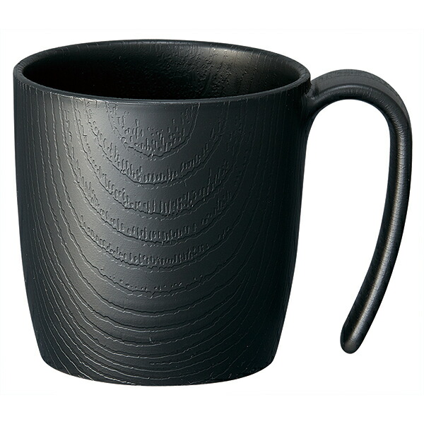 【木目食器シリーズ】木目持ちやすいコップ ハンドル付[290ml]●ブラック 黒色●//コップ カップ プラスチック 軽い 丈夫 電子レンジ対応 食洗機対応 木目調 サポート 取っ手付き 介護 介助 補助// スケーター