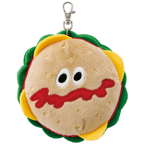 【送料無料】ぬいぐるみ型リール付パスケース●BURGER CONX【バーガーコンクス】バーガー●//お出かけ ポーチ 定期入れ 通勤 通学 電車 改札 カード入れ 小物入れ かわいい おでかけ// スケーター