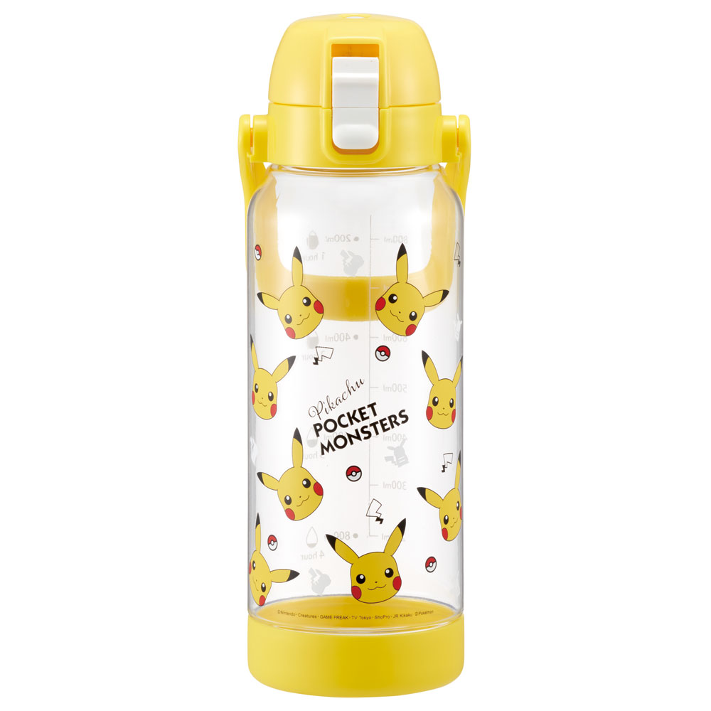 ドリンク マーカー ボトル 1000ml 1L 水筒 直飲み 水分補給 メモリ付き 透明 スケーター skater PDMK10 ポケットモンスター ポケモン ピカチュウ フェイス 23年