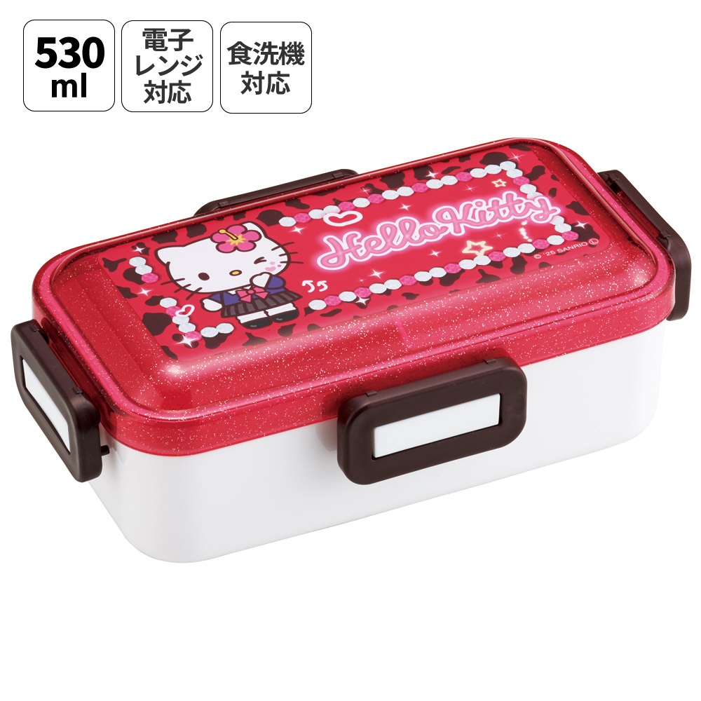 スケーター 弁当箱 530ml 大人 一段 仕切り 食洗機 レンジ 対応 日本製 ランチボックス skater PFLB6 キティ ハローキティ キティちゃん サンリオ 女の子【レディース 4点ロック お弁当箱 ドーム型 1段 食洗機OK】
