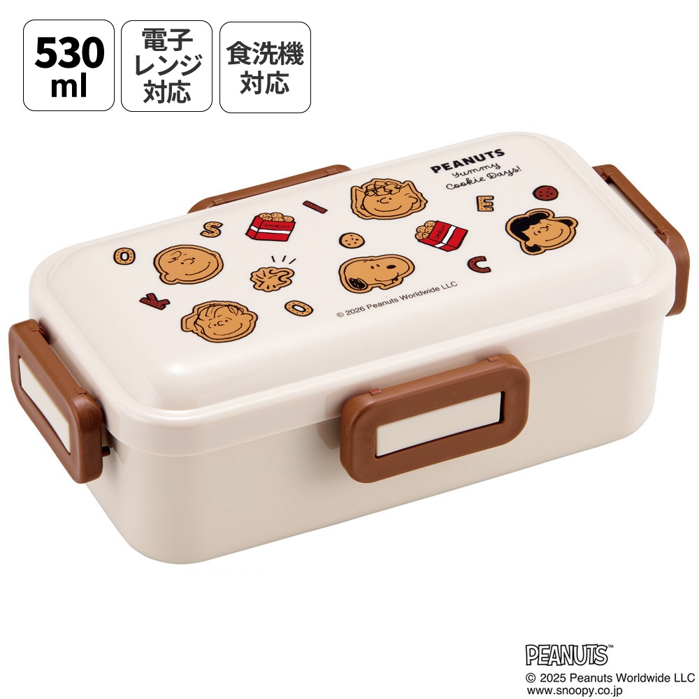 スケーター 弁当箱 530ml 大人 一段 仕切り 食洗機 レンジ 対応 日本製 ランチボックス skater PFLB6 スヌーピー クッキー SNOOPY ピーナッツ 女性【レディース 4点ロック お弁当箱 ドーム型 1段 食洗機OK】