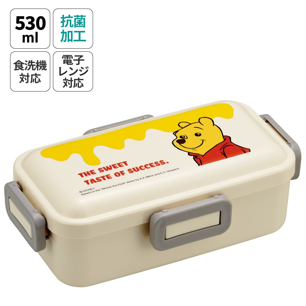 おかずがつぶれにくい 抗菌ふわっと弁当箱 1段/530ml くまのプーさん ファニーフェイス／PFLB6AG_4973307687334