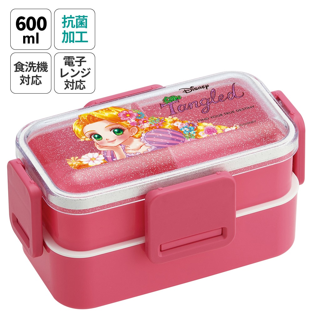 おかずがつぶれにくい抗菌ふわっとフタ弁当箱 2段/600ml 塔の上のラプンツェル×中川翔子／PFLW4AG_4973307683466