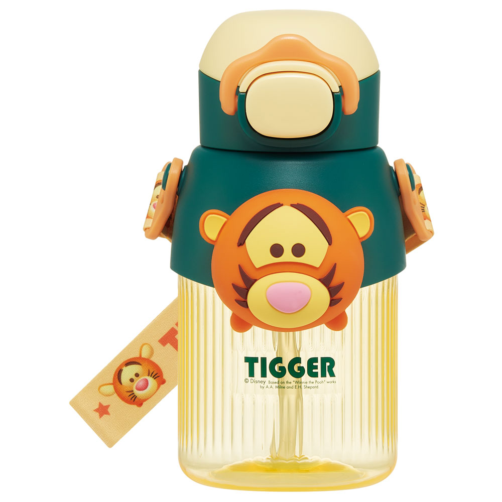【送料無料】立体 マスコット 付き ストロー ボトル 水筒 590ml 子供 キッズ かわいい スケーター skater PMSHP6 ディズニー ツムツム ティガー Disney 男の子 女の子