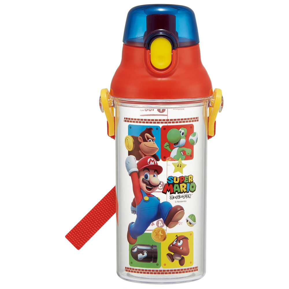 ドリンク マーカー ボトル 480ml 直飲み 水筒 子供 タイムマーカー 目盛り 付き skater スケーター PSB5TRC スーパーマリオ マリオ 23年 MARIO 男の子 男子 男児