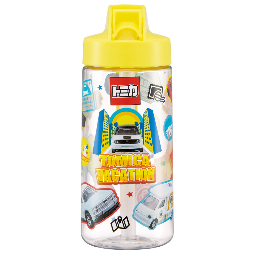 ストロー ボトル 水筒 500ml スパウト型 プラスチック クリア キッズ 子供 スケーター skater PSTB5 トミカ tomica 車 くるま 男の子 男子 男児