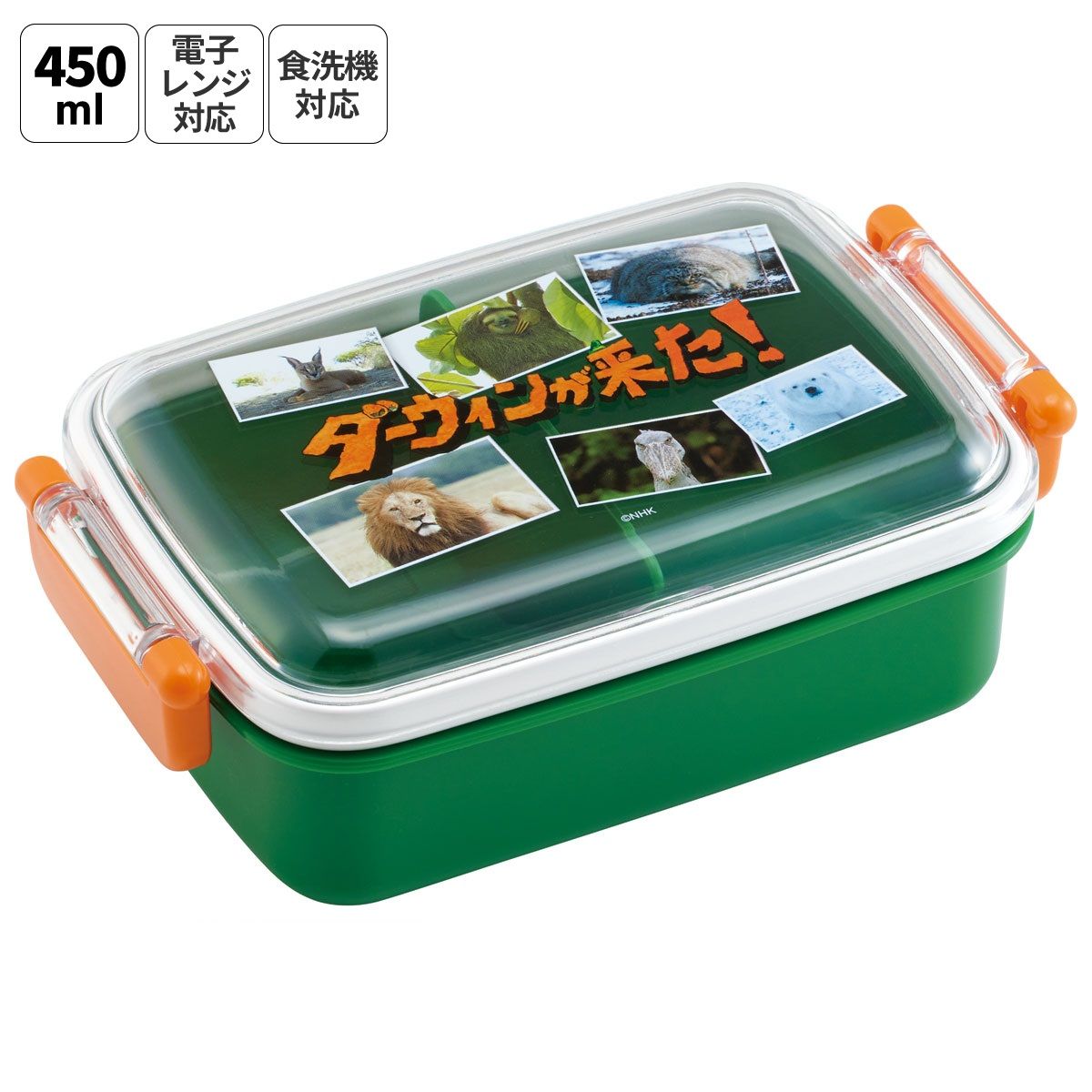 スケーター お弁当箱 子供用 450ml 食洗機対応 日本製 おかずがつぶれにくいドーム型ふた skater RBF3AN ダーウィンが来た！ グッズ【キャラクター 1段 ランチボックス 角型 可愛い キッズ】