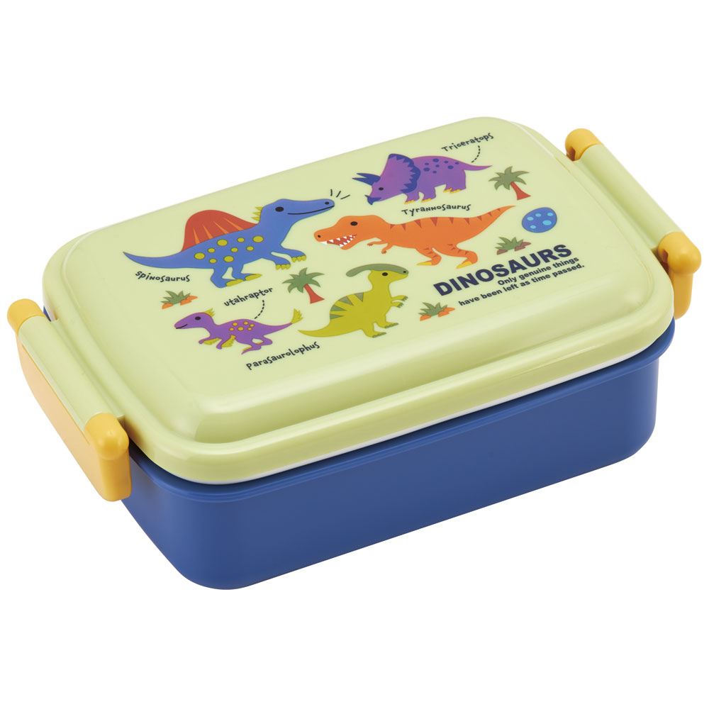 抗菌おかずがつぶれにくい ふわっとフタお弁当箱（角型） 1段/450ml ディノサウルス ピクチャ／RBF3ANAG_4973307624384