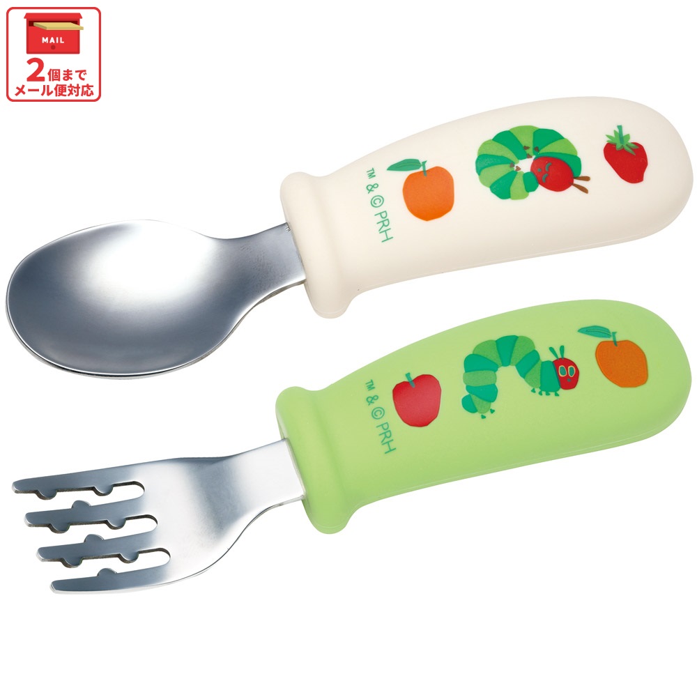【メール便対象品】 握りやすい シリコーン スプーン フォーク セット ベビー 子供 食事 ご飯 練習 スケーター skater SHSF1 はらぺこあおむし はらぺこ 男の子 女の子 女子【食洗機対応 ごはん こども カトラリー グッズ】