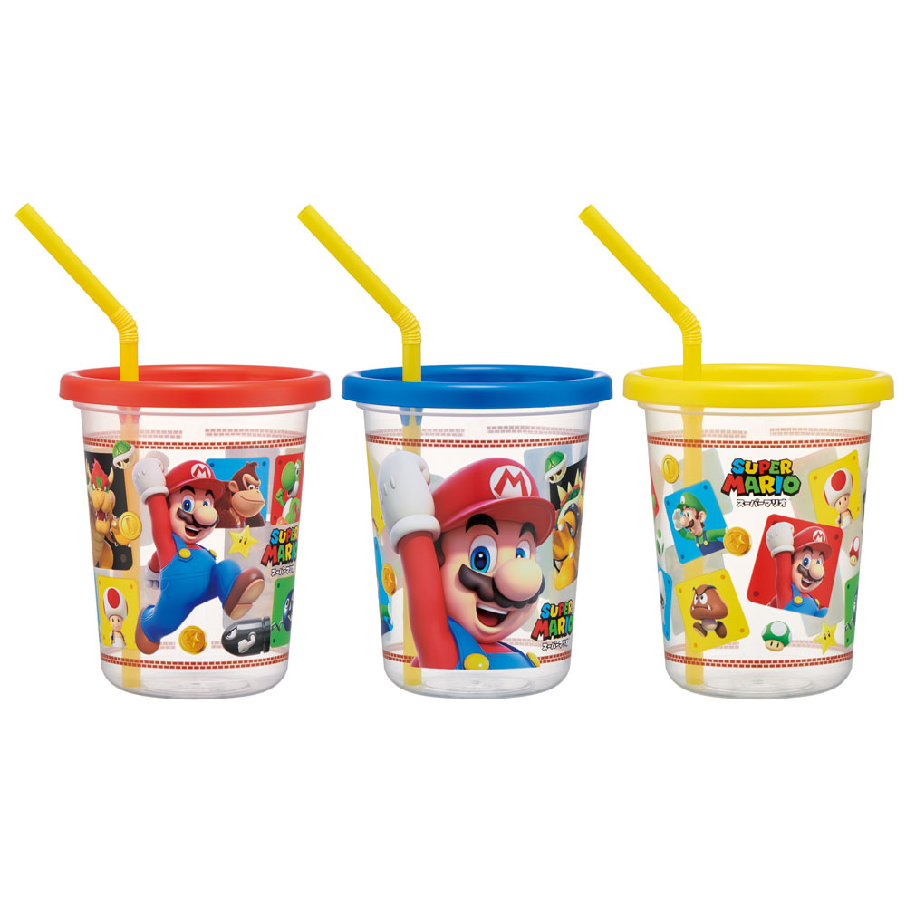 ストロー付タンブラー 320ml/3個セットスーパーマリオ２３／SIH3ST_4973307622298／スケーター