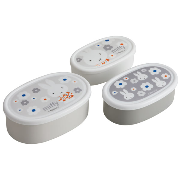弁当箱 シール容器 抗菌 保存容器 3個セット ミッフィーモノトーン／SRS3SAG_4973307549359