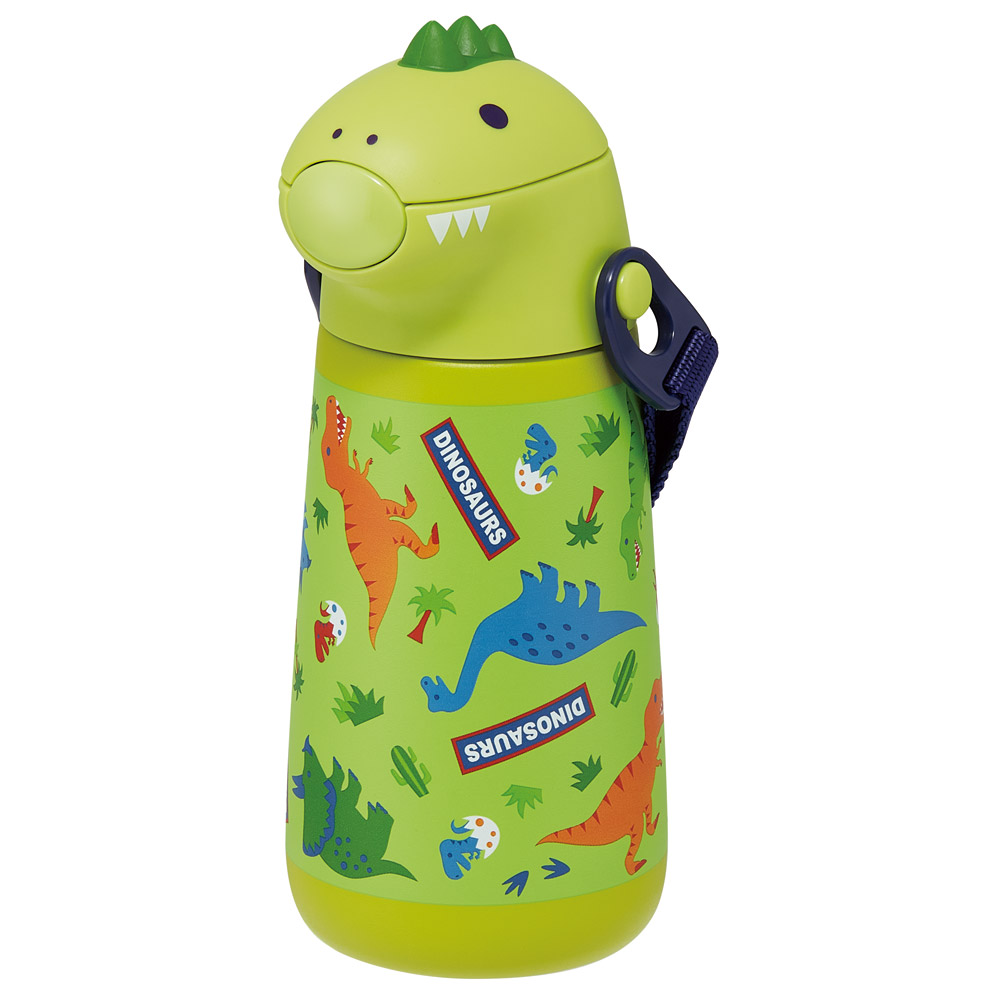 ダイカットストローステンレスボトル 370ml ディノサウルス／SSH4D_4973307638237／スケーター