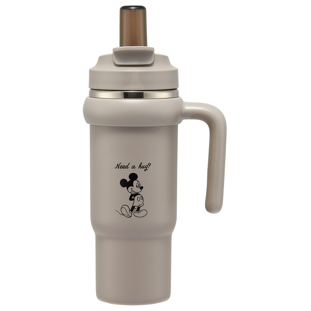 スケーター ハンドル付 タンブラー 830ml ストロー ステンレス ボトル 保温 保冷 直飲み 2WAY skater STSTB9 ミッキーマウス ミッキー Mickey 男の子 女の子【子供 キッズ 大人 真空二重構造 持ち手付き】