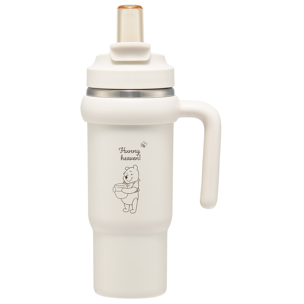 スケーター ハンドル付 タンブラー 830ml ストロー ステンレス ボトル 保温 保冷 直飲み 2WAY skater STSTB9 くまのプーさん プーさん Pooh 女性 レディース【子供 キッズ 大人 真空二重構造 持ち手付き】