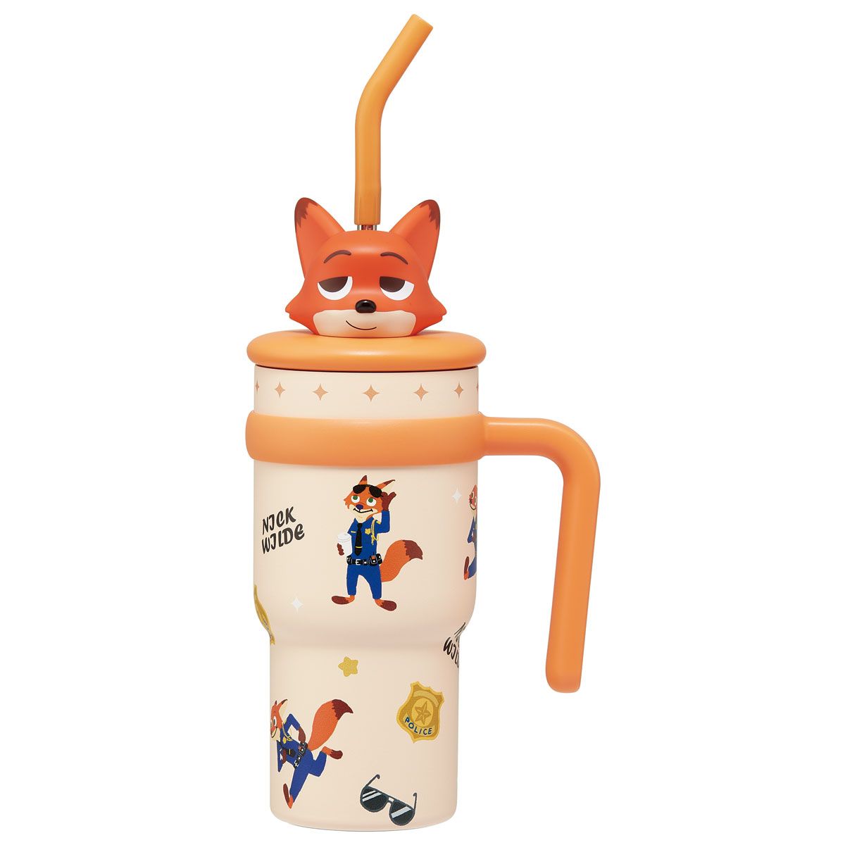 スケーター ハンドル付き ストロー タンブラー 700ml 保冷 専用 マスコット付き skater STSTBM7 ズートピア ニック ディズニー【子供 キッズ 大人 真空二重構造 持ち手付き】